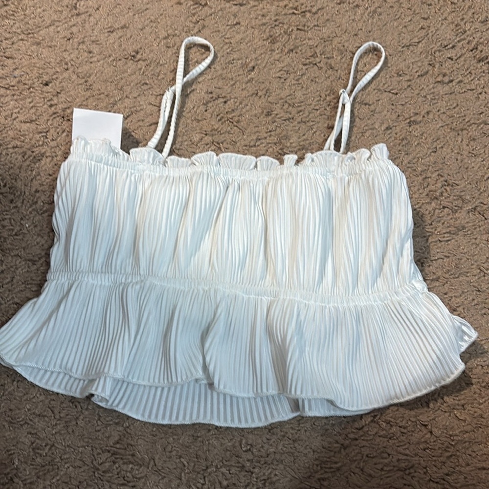 White Ruffled Women's Top - Picture 2 of 3